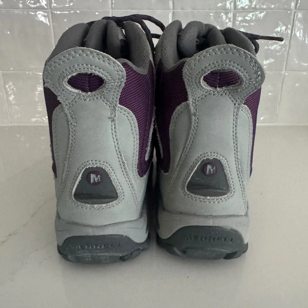 Merrell Whiteout 8 Waterproof Winter Boots Womens 7 Grey Purple 400g Insulated